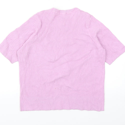 Marks and Spencer Womens Purple Polyester Basic T-Shirt Size 16 Round Neck
