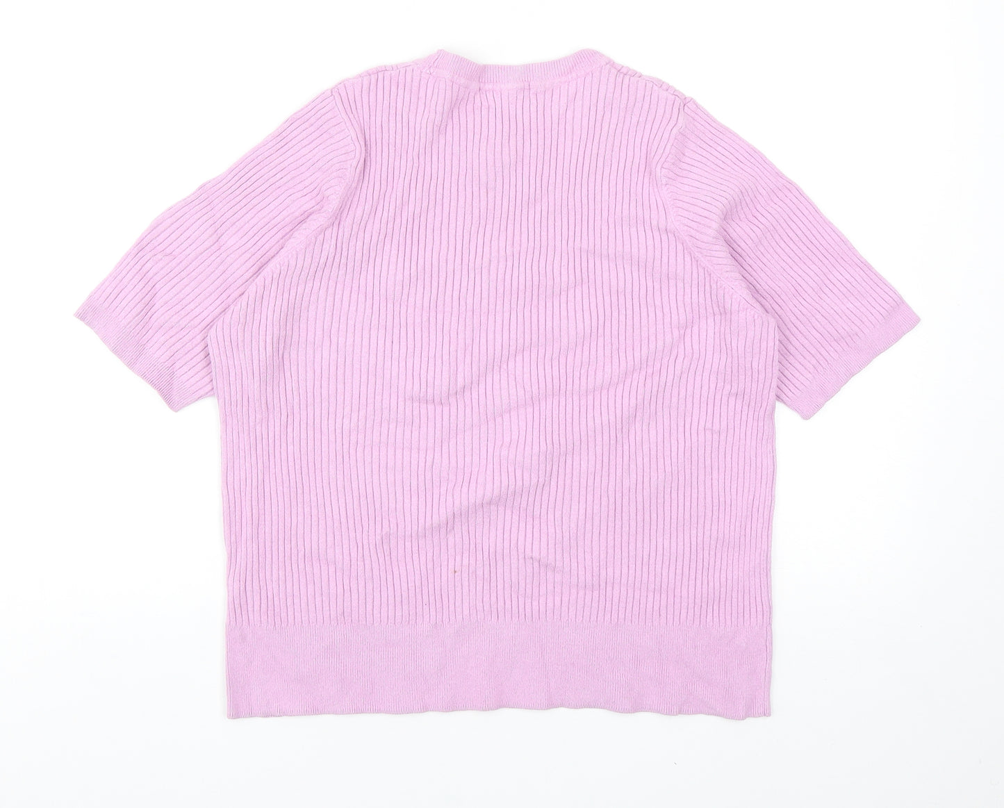 Marks and Spencer Womens Purple Polyester Basic T-Shirt Size 16 Round Neck
