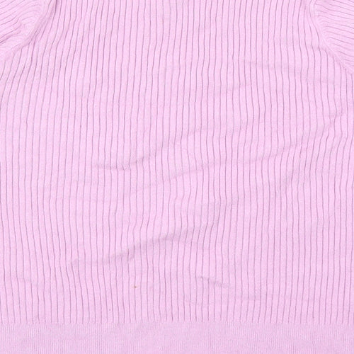 Marks and Spencer Womens Purple Polyester Basic T-Shirt Size 16 Round Neck