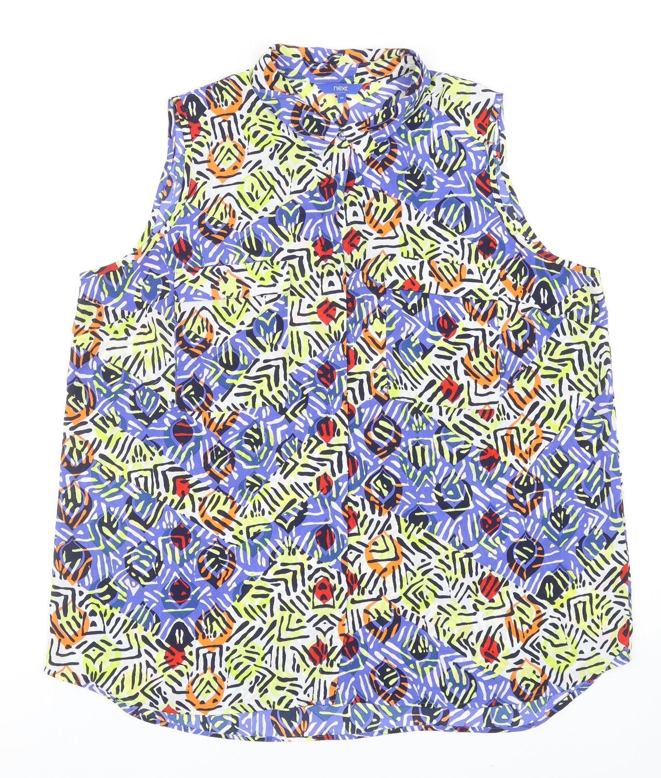 NEXT Womens Multicoloured Geometric Polyester Basic Blouse Size 20 V-Neck