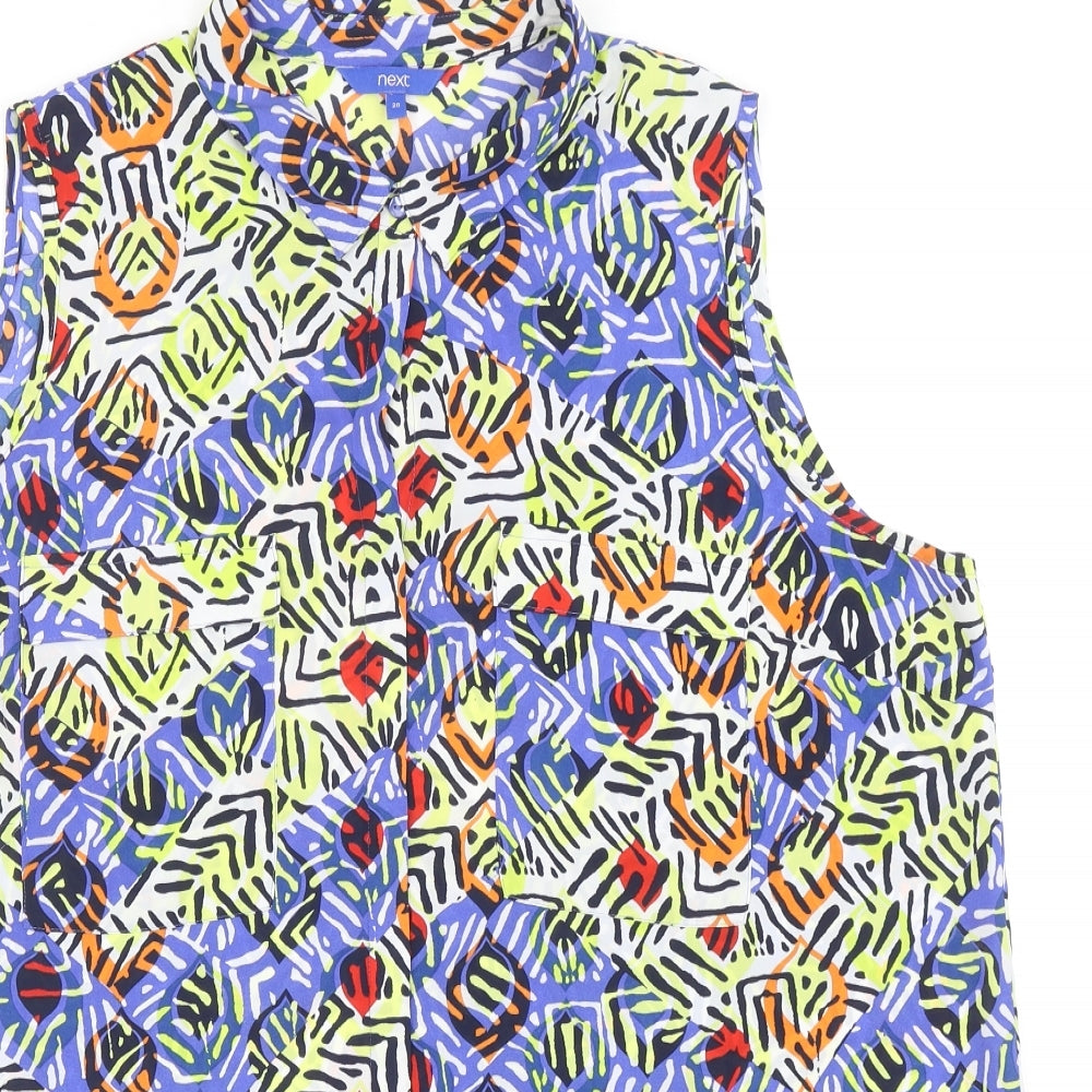 NEXT Womens Multicoloured Geometric Polyester Basic Blouse Size 20 V-Neck