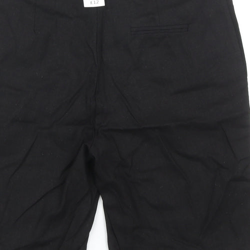 Select Womens Black Linen Chino Shorts Size 12 Regular Zip