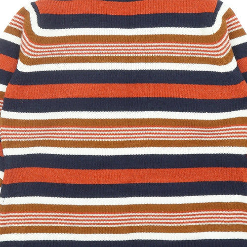 EWM Womens Multicoloured V-Neck Striped Acrylic Pullover Jumper Size S