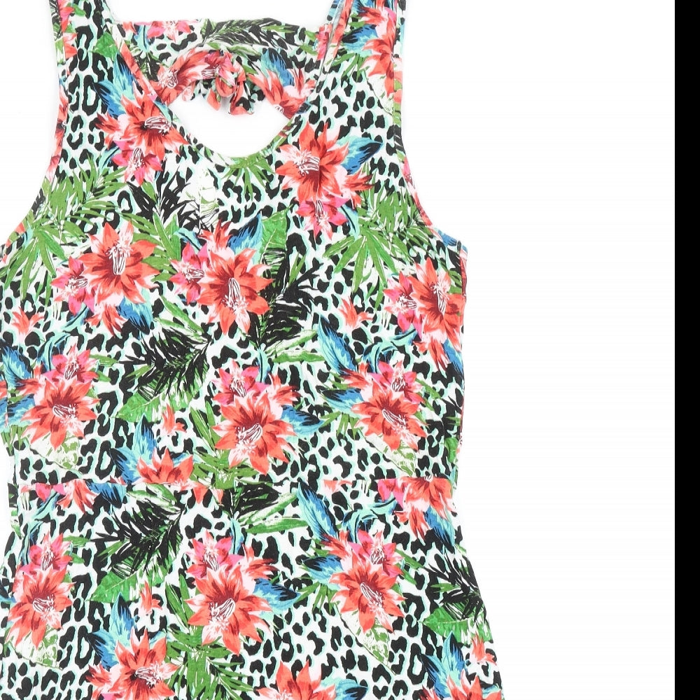 George Womens Multicoloured Geometric Viscose Tank Dress Size M V-Neck Pullover