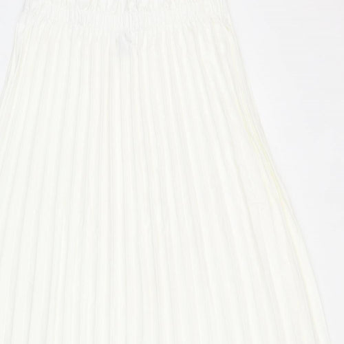 SheIn Womens White Polyester Pleated Skirt Size L