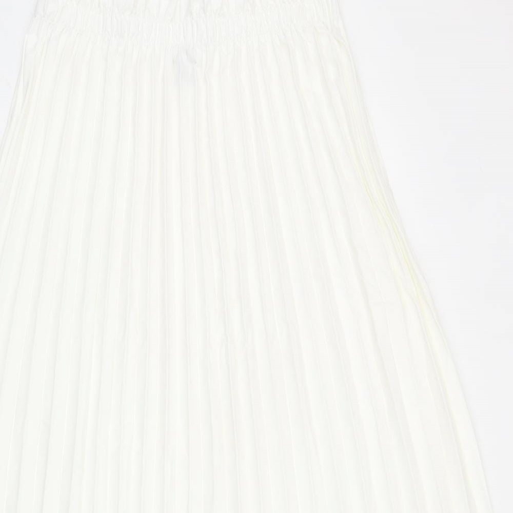 SheIn Womens White Polyester Pleated Skirt Size L