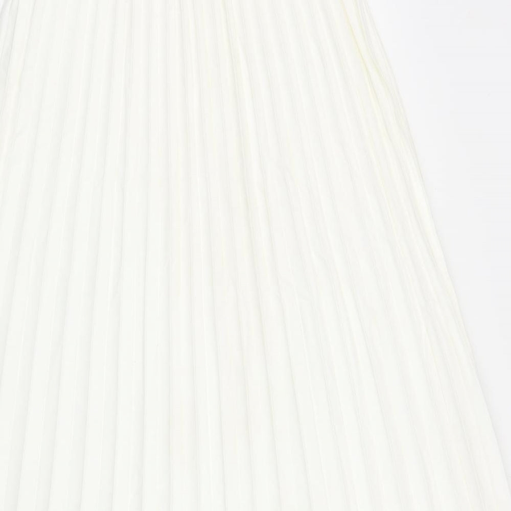 SheIn Womens White Polyester Pleated Skirt Size L