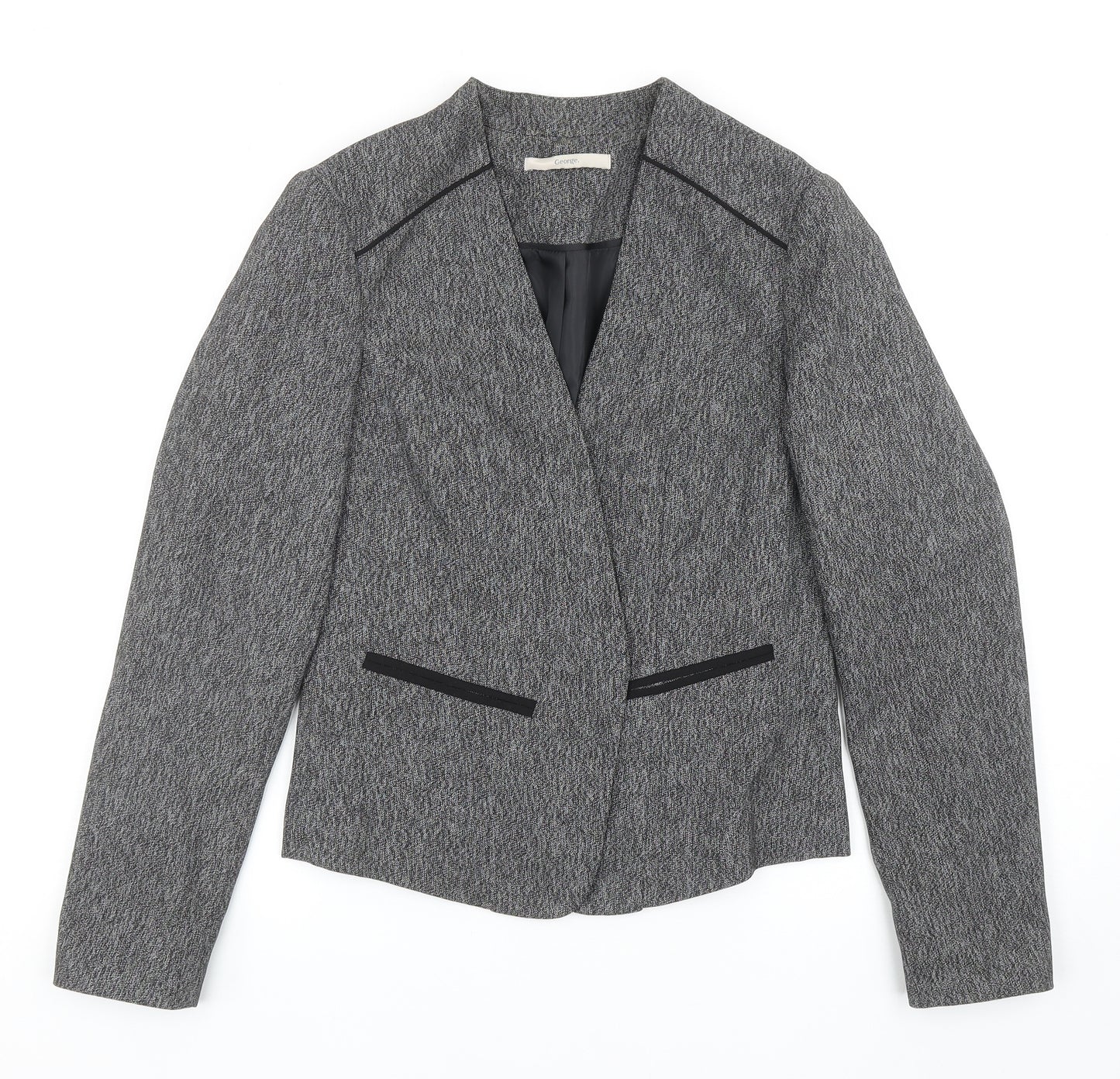 George Womens Grey Polyester Jacket Blazer Size 12