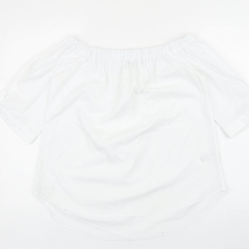 Peacocks Womens White Polyester Cropped Blouse Size 12 Off the Shoulder