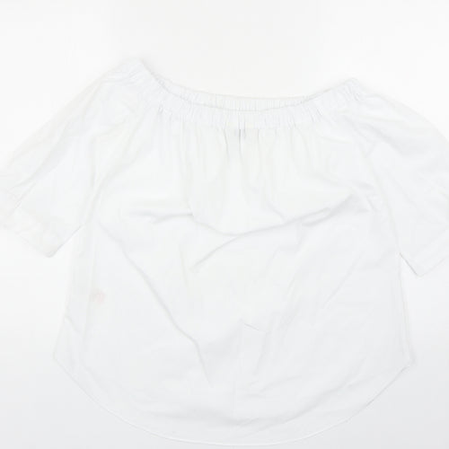 Peacocks Womens White Polyester Cropped Blouse Size 12 Off the Shoulder