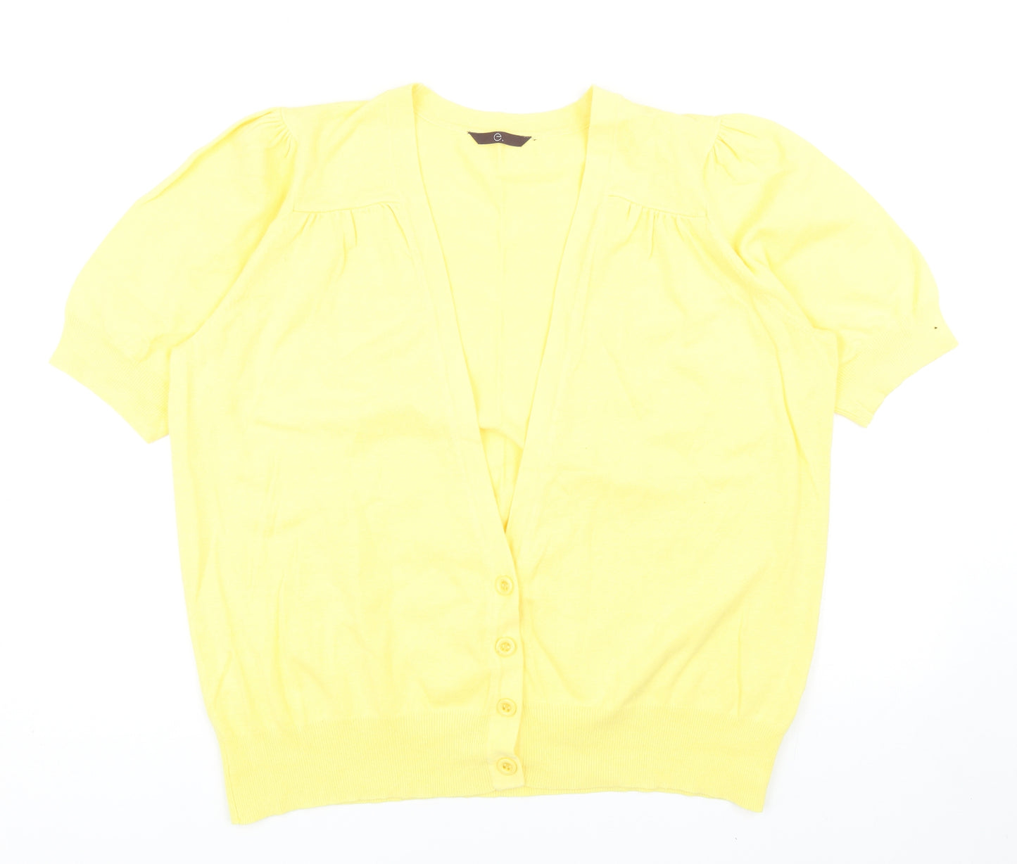 Evans Womens Yellow V-Neck Cotton Cardigan Jumper Size 24