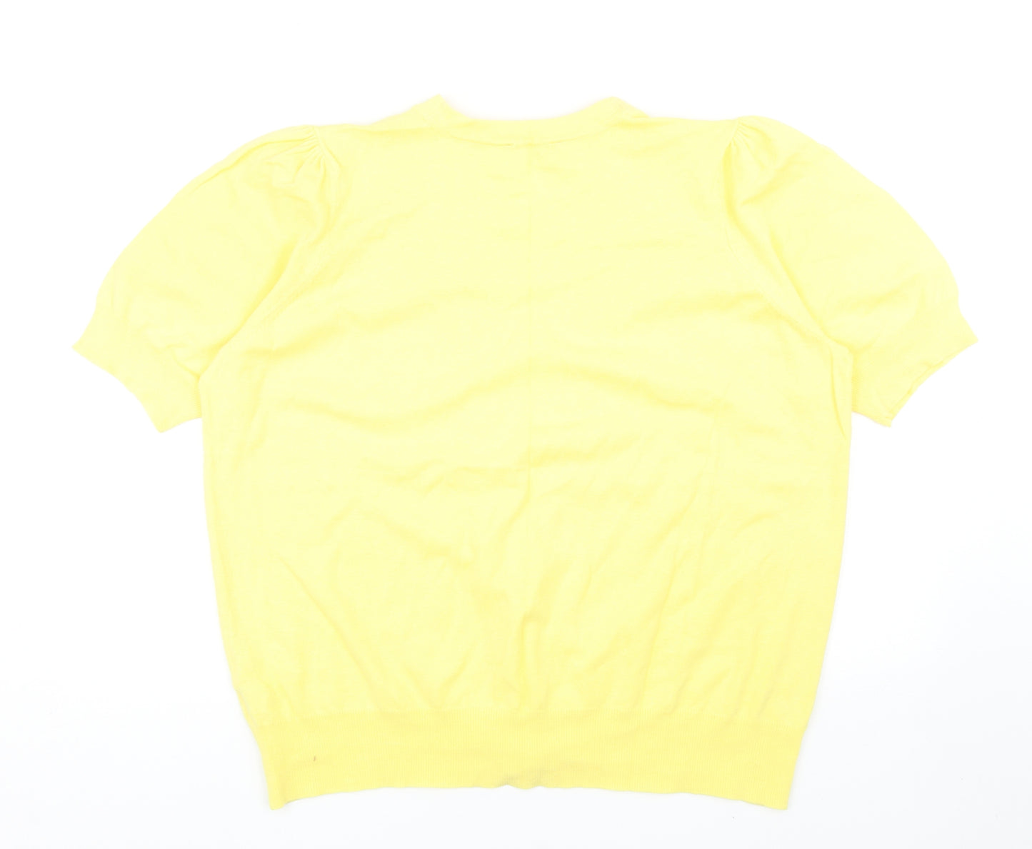 Evans Womens Yellow V-Neck Cotton Cardigan Jumper Size 24