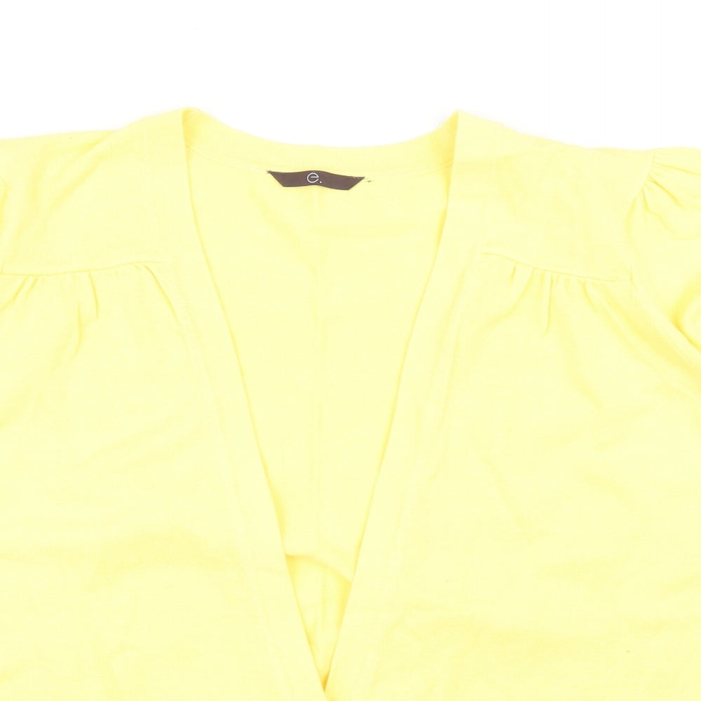 Evans Womens Yellow V-Neck Cotton Cardigan Jumper Size 24