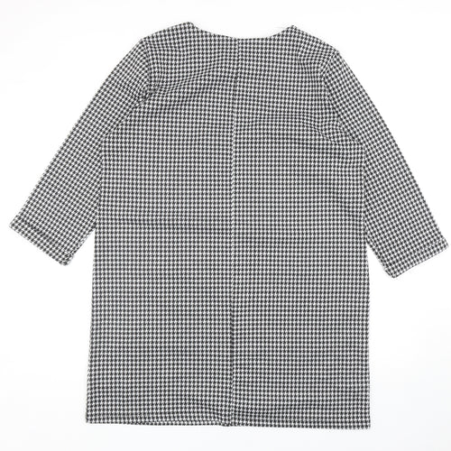 Primark Womens Black Houndstooth Polyester Sheath Size 18 Round Neck Pullover