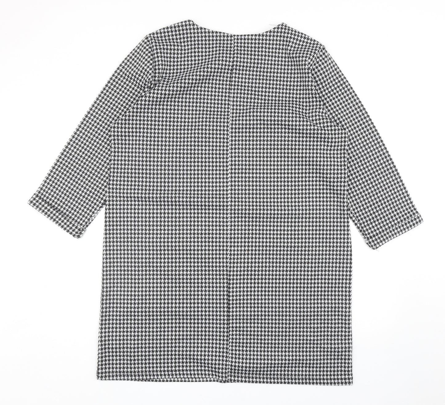 Primark Womens Black Houndstooth Polyester Sheath Size 18 Round Neck Pullover