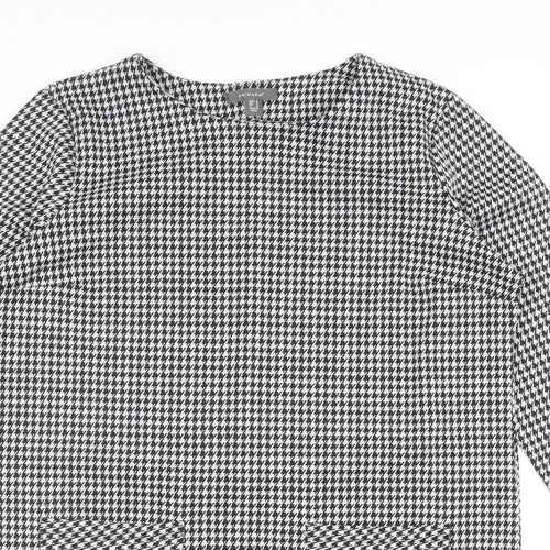 Primark Womens Black Houndstooth Polyester Sheath Size 18 Round Neck Pullover