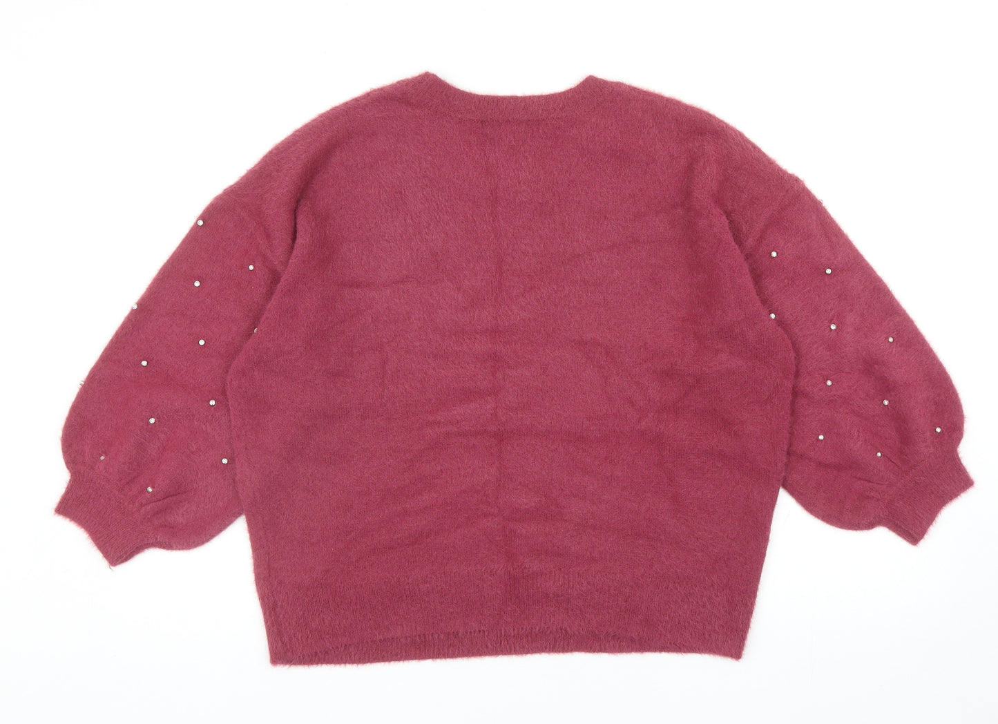 NEXT Womens Red Round Neck Polka Dot Nylon Pullover Jumper Size 14