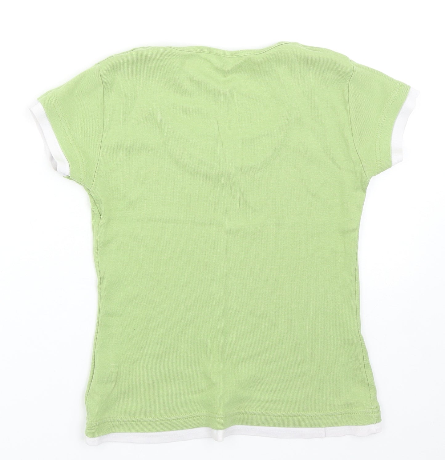 Editions Womens Green Cotton Basic T-Shirt Size 10 Round Neck