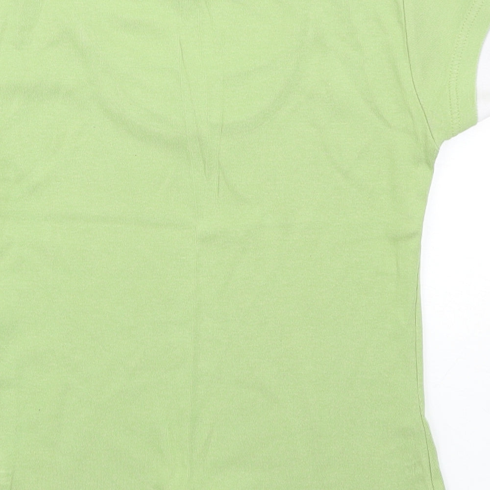 Editions Womens Green Cotton Basic T-Shirt Size 10 Round Neck