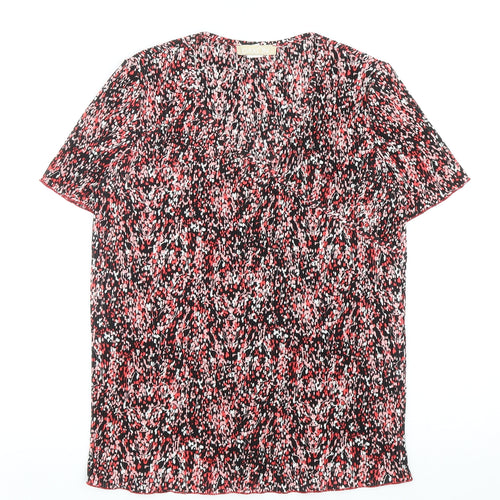 Daxon Womens Multicoloured Geometric Polyester Basic T-Shirt Size 12 Round Neck