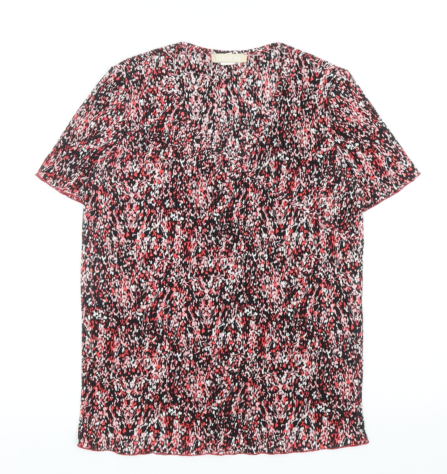Daxon Womens Multicoloured Geometric Polyester Basic T-Shirt Size 12 Round Neck