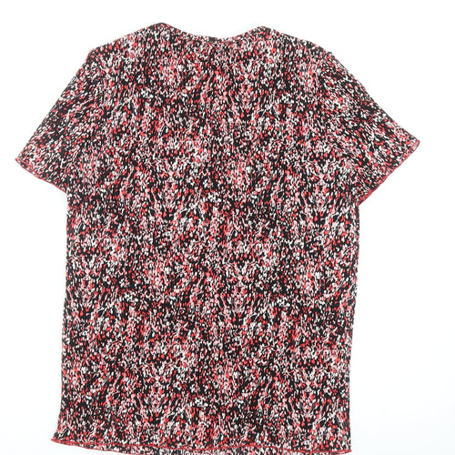 Daxon Womens Multicoloured Geometric Polyester Basic T-Shirt Size 12 Round Neck