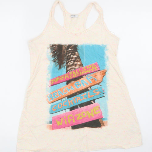 George Womens Multicoloured Cotton Basic Tank Size 10 Round Neck - Beach