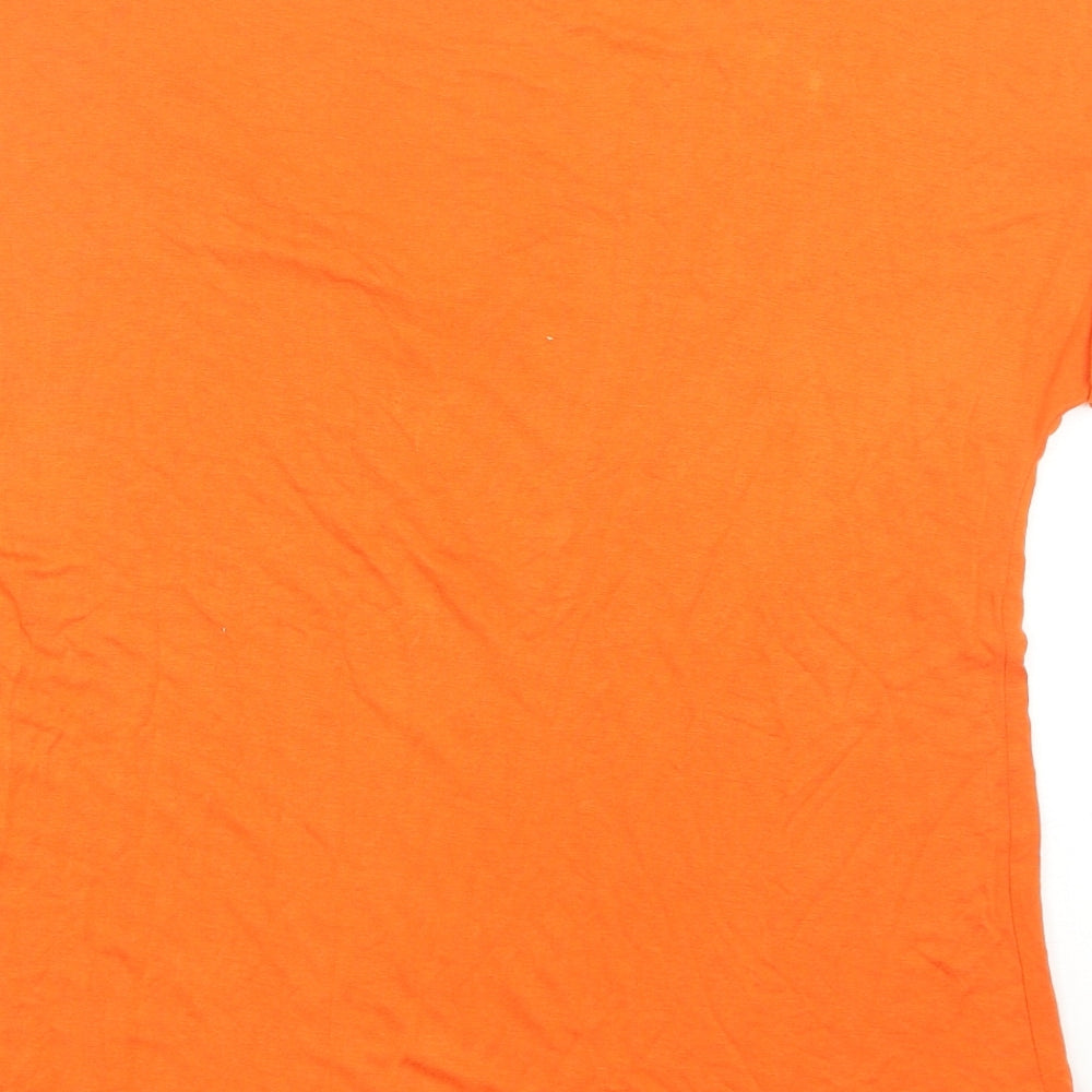 Marks and Spencer Womens Orange Viscose Basic T-Shirt Size 12 V-Neck