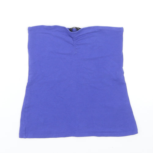 New Look Womens Blue Cotton Basic Tank Size S Off the Shoulder