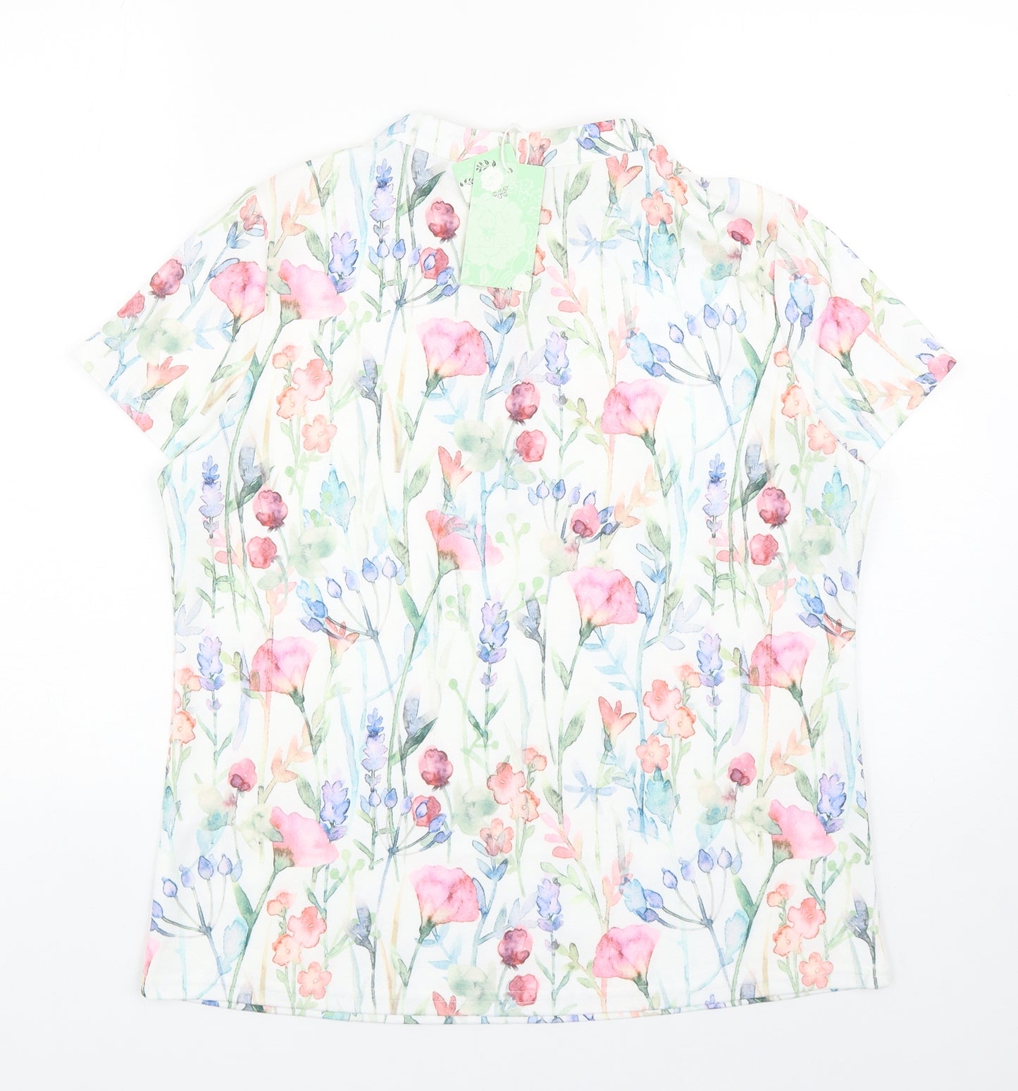 Maria & Gabriele Womens Multicoloured Floral Cotton Basic Blouse Size L V-Neck