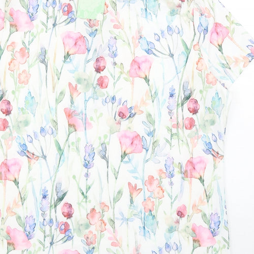 Maria & Gabriele Womens Multicoloured Floral Cotton Basic Blouse Size L V-Neck