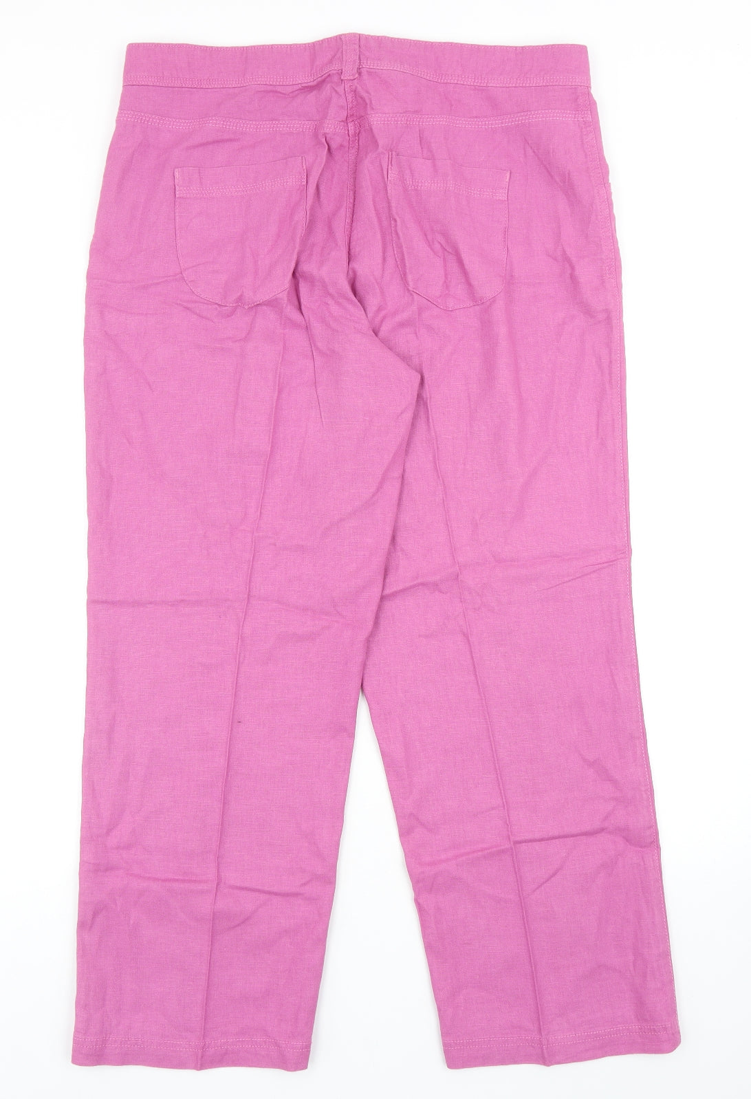 M&Co Womens Pink Linen Trousers Size 16 Regular Zip