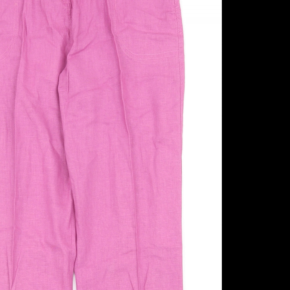 M&Co Womens Pink Linen Trousers Size 16 Regular Zip