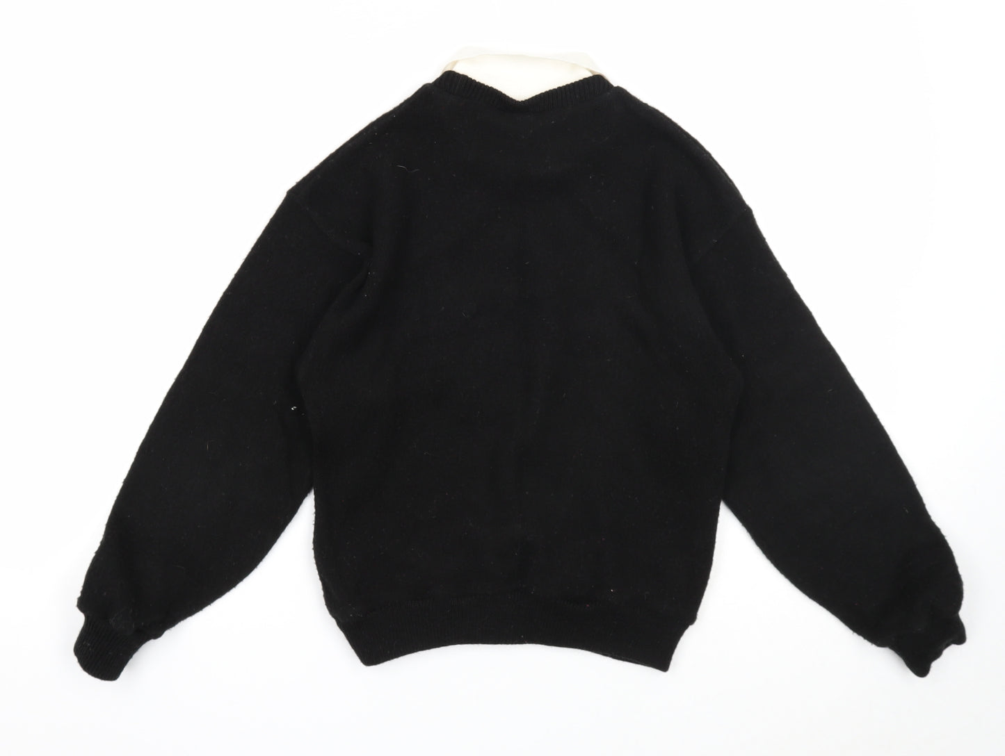 Preworn Girls Black Collared Acrylic Pullover Jumper Size 11-12 Years Pullover - Rabbit
