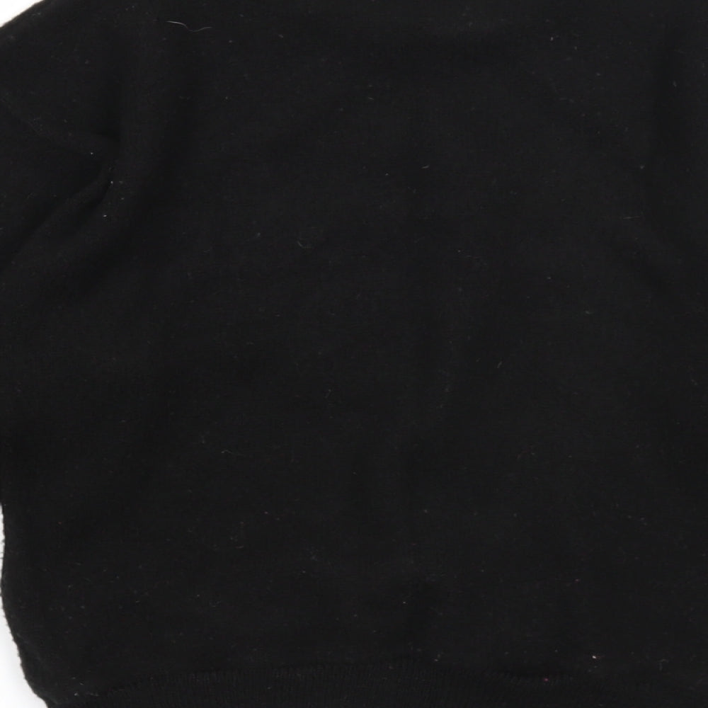Preworn Girls Black Collared Acrylic Pullover Jumper Size 11-12 Years Pullover - Rabbit