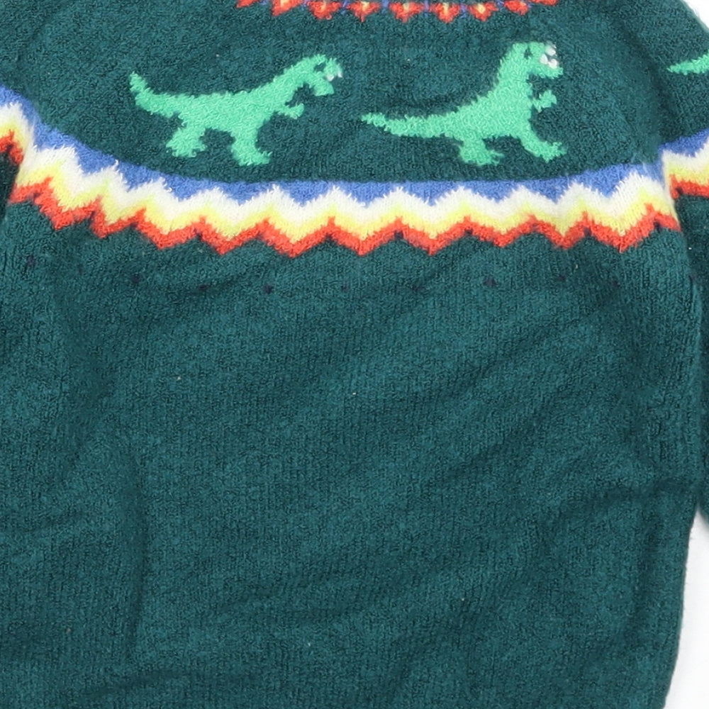 Marks and Spencer Boys Green Round Neck Acrylic Pullover Jumper Size 2-3 Years Pullover