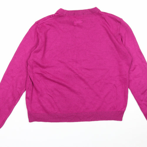 Envy Us Womens Pink Round Neck Acrylic Pullover Jumper Size M