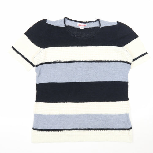 Slimma Womens Multicoloured Roll Neck Striped Acrylic Pullover Jumper Size 12
