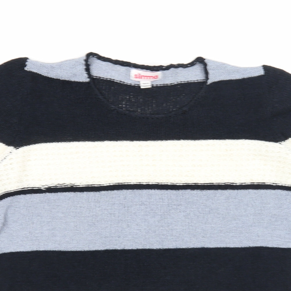 Slimma Womens Multicoloured Roll Neck Striped Acrylic Pullover Jumper Size 12