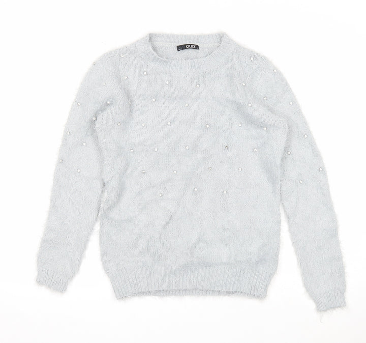 Quiz Womens Grey Roll Neck Acrylic Pullover Jumper Size M