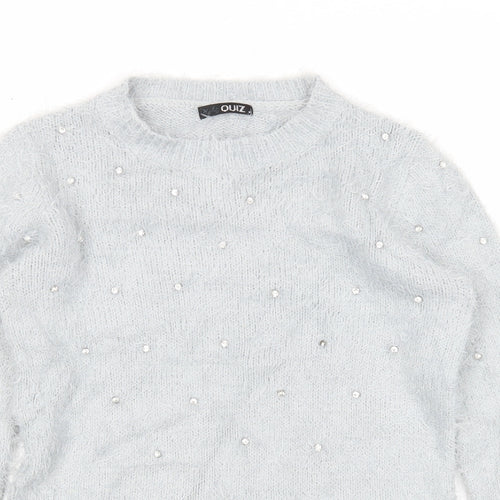 Quiz Womens Grey Roll Neck Acrylic Pullover Jumper Size M