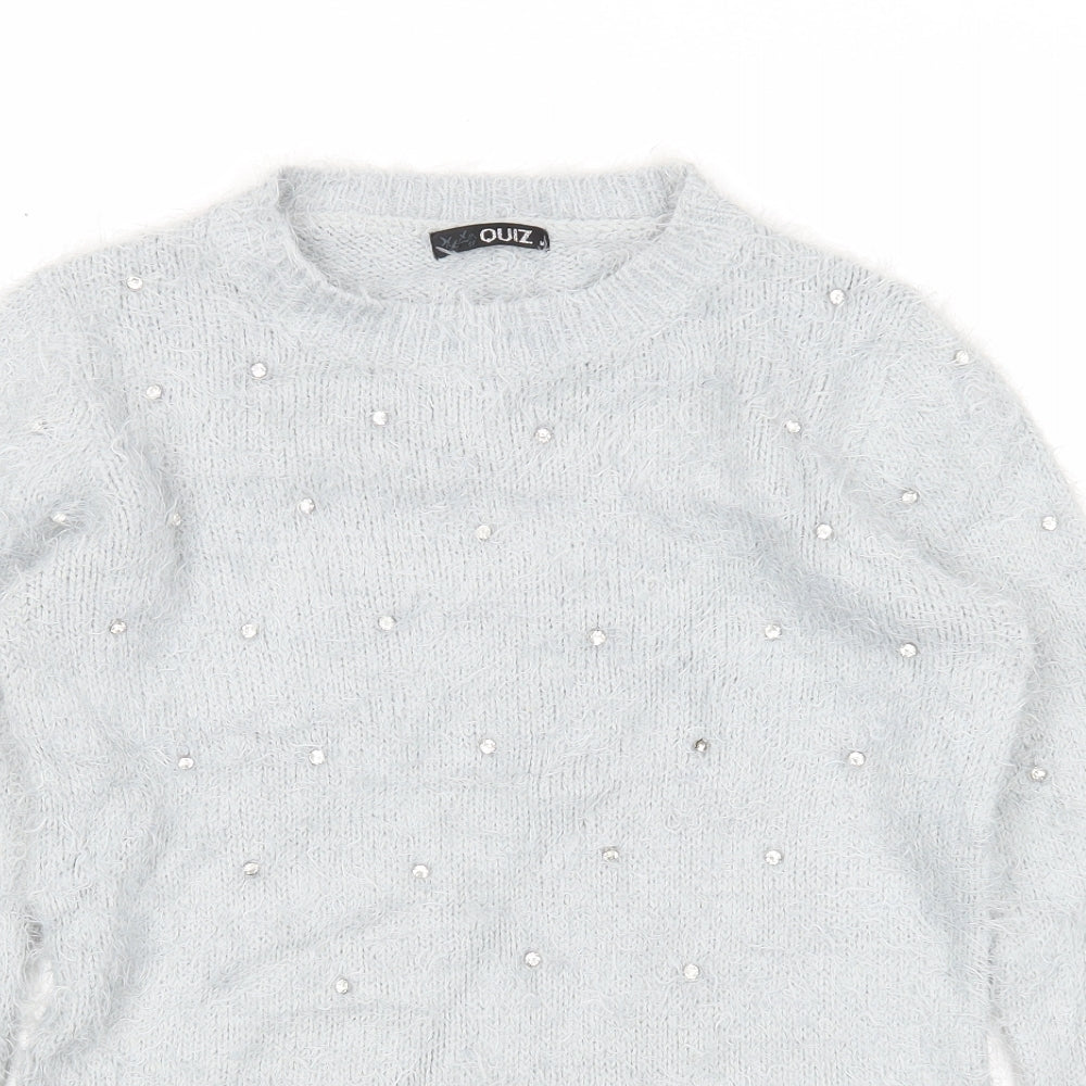 Quiz Womens Grey Roll Neck Acrylic Pullover Jumper Size M