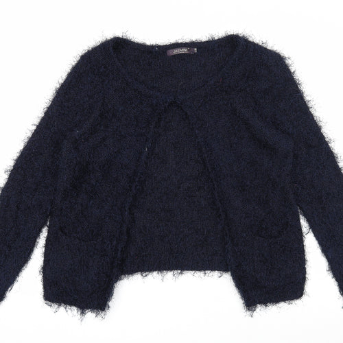 Jasmine Womens Blue Roll Neck Polyester Cardigan Jumper Size S