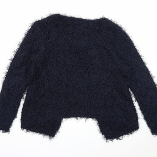 Jasmine Womens Blue Roll Neck Polyester Cardigan Jumper Size S