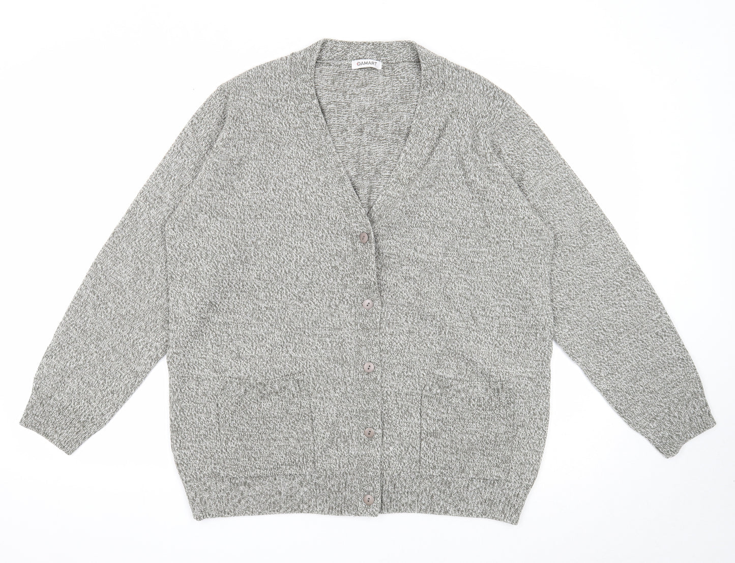 Damart Womens Grey V-Neck Acrylic Cardigan Jumper Size 18