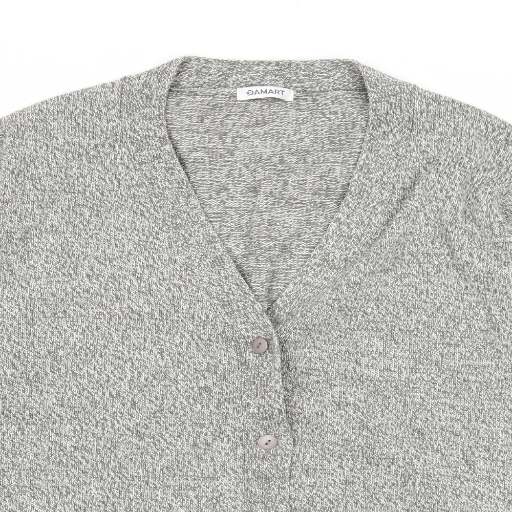 Damart Womens Grey V-Neck Acrylic Cardigan Jumper Size 18