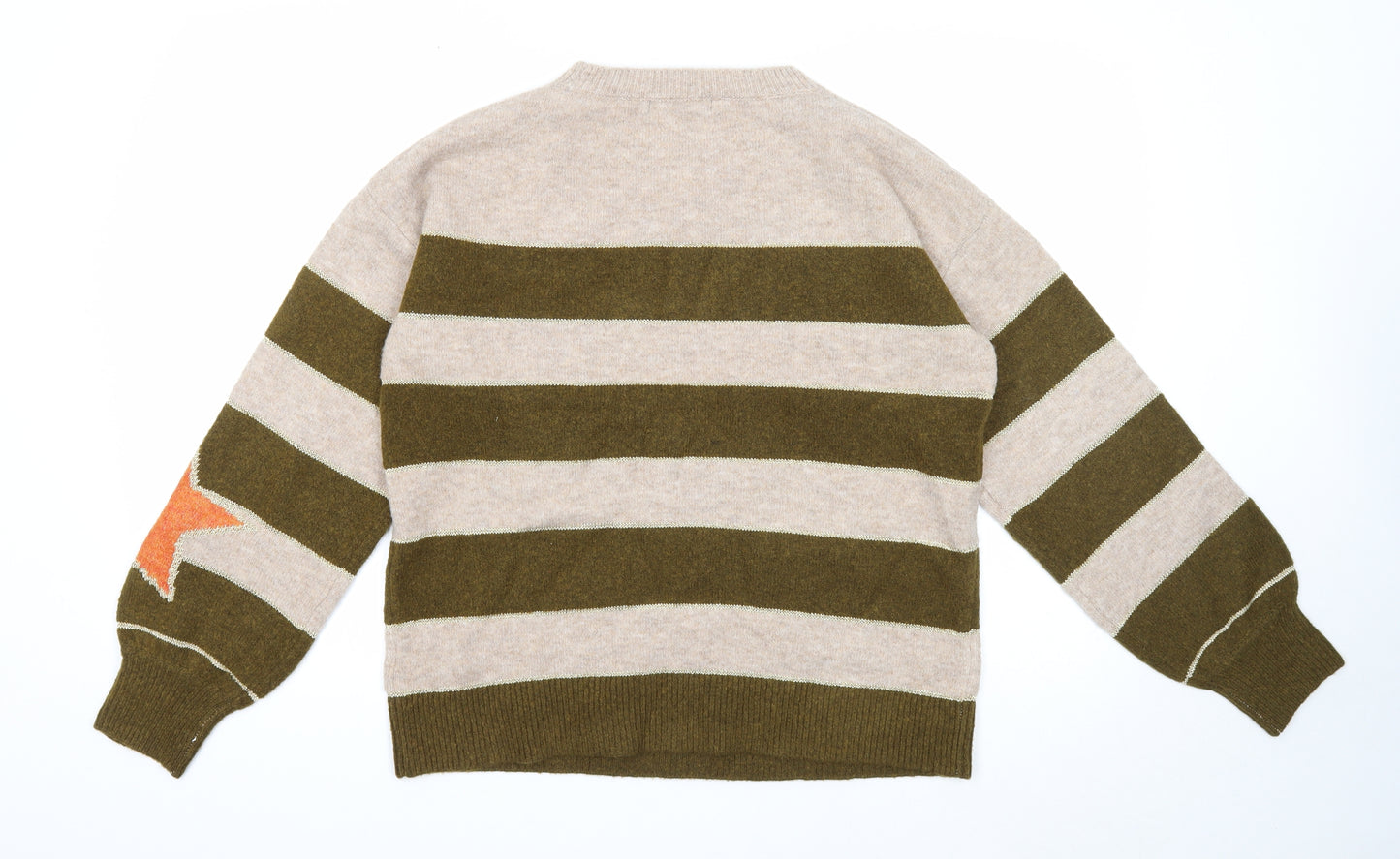 NEXT Womens Beige Roll Neck Striped Polyester Pullover Jumper Size M