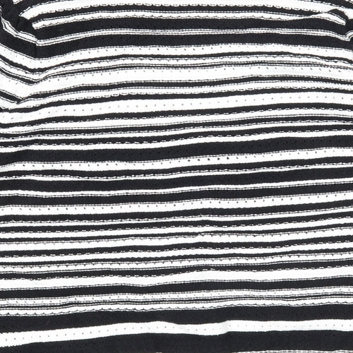 Marks and Spencer Womens White Round Neck Striped Cotton Pullover Jumper Size L