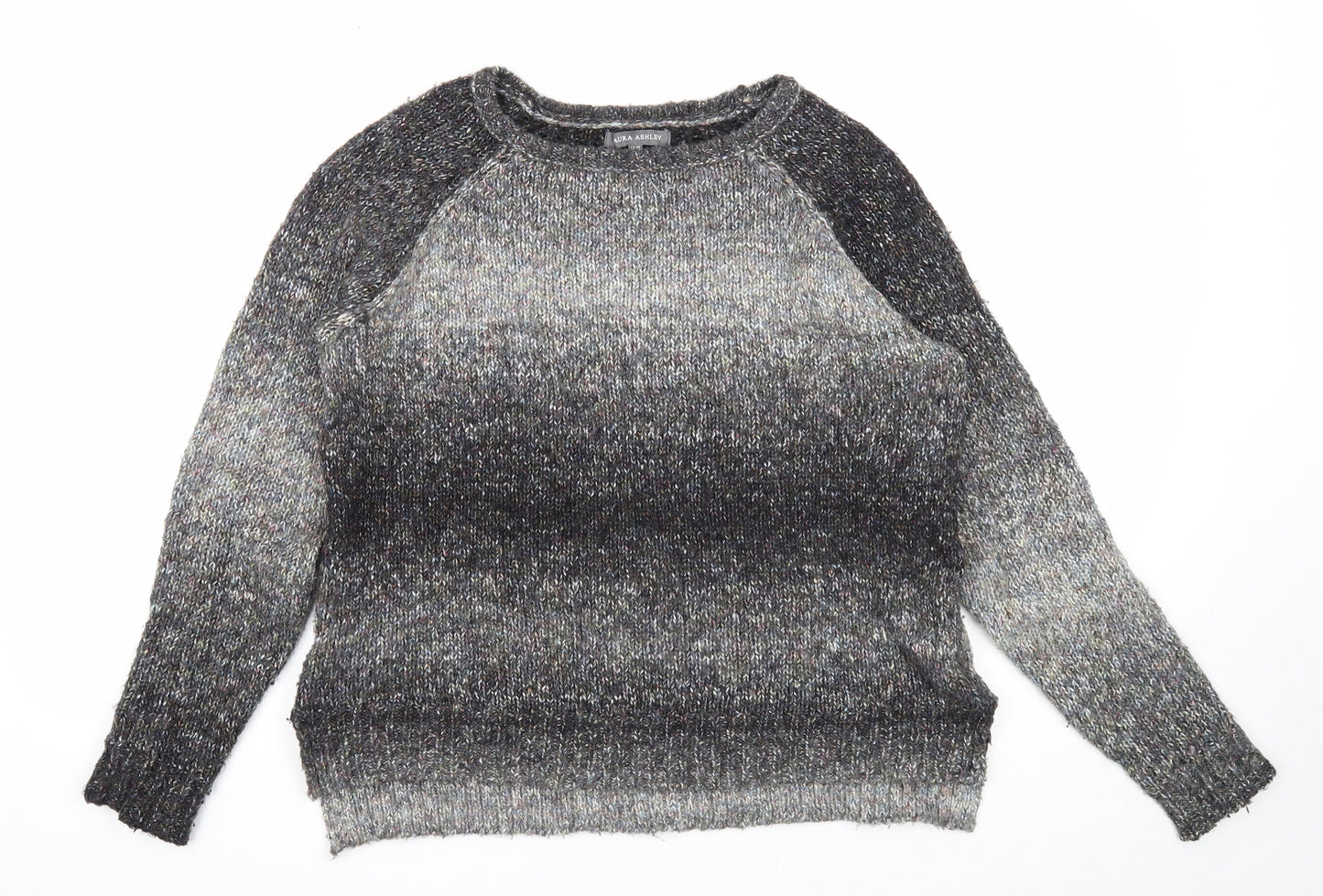 Laura Ashley Womens Grey Round Neck Acrylic Pullover Jumper Size 14