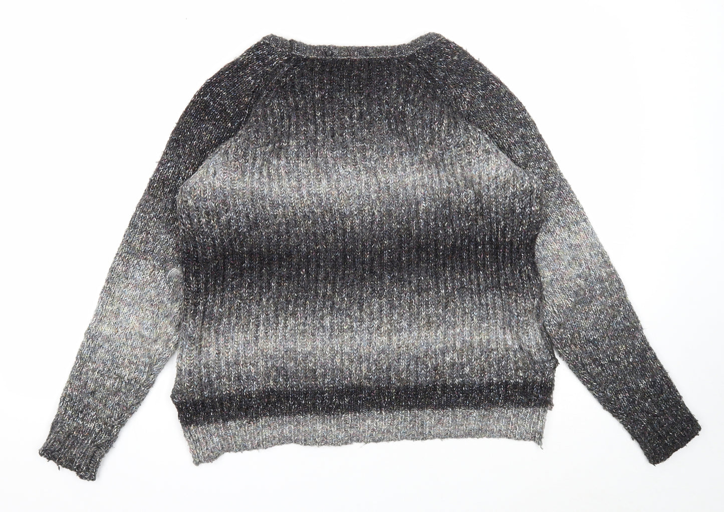 Laura Ashley Womens Grey Round Neck Acrylic Pullover Jumper Size 14